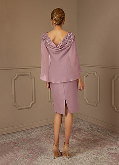 Azazie Carmela Mère de la mariée Robes Robe Fourreau en Mousseline de soie Dentelle Rose Poussiéreuse image4