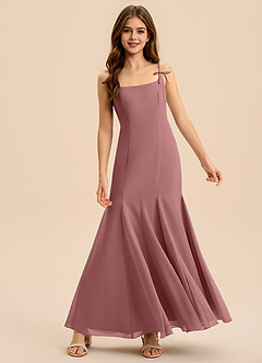 Azazie Evey Junior Desert Rose Mermaid Pleated Chiffon Dress image3