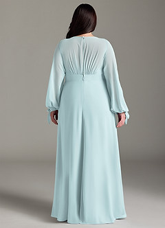 Azazie Matilda Bridesmaid Dresses Mist A-Line Long Sleeve Chiffon Dress image10