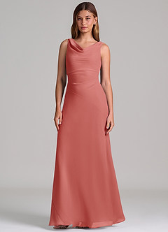 Azazie Nerine Brautjungfernkleider A-Linie Plissee Chiffon Kleid Antike Rose image4