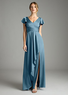 Azazie Omari Bridesmaid Dresses Bermuda A-Line Stretch Satin Dress image3