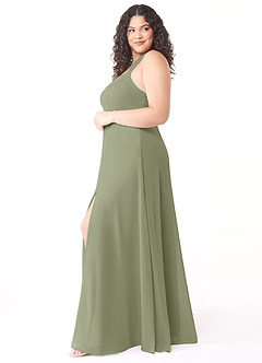 Azazie Jane Brautjungfernkleider A-Linie V-Hals Gefaltet Chiffon Kleid Pistazie image8