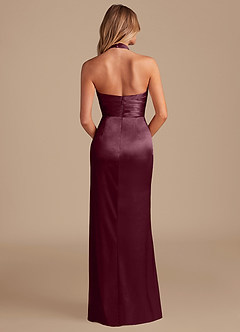 Azazie Jemma Robes de demoiselle d'honneur Robe Fourreau en Satiné métallisé Plissée Cabernet image7