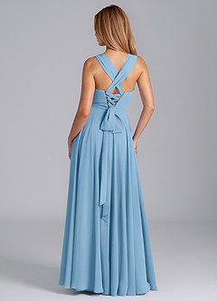 Azazie Darana Bridesmaid Dresses Steel Blue A-Line Corset Chiffon Dress image7