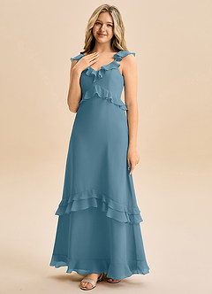 Azazie Tavie Junior Bermuda A-Line Ruched Chiffon Dress image3