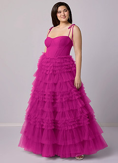 Barbie ♥ Azazie Bridesmaid Dresses Fuchsia A-Line Sweetheart Neckline Tulle Dress image9