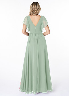 Azazie Zella Bridesmaid Dresses Agave A-Line Lace Chiffon Dress image2