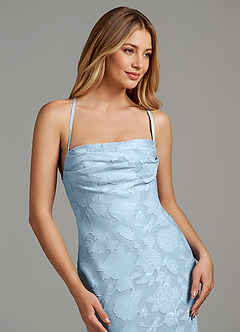 Azazie Ola Brautjungfernkleider Meerjungfrau-Linie Korsett Blumen-Burnout Kleid Himmelblau image7