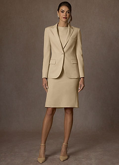 front Kennedy Champagne Completo giacca elasticizzata strutturata e abito elegante