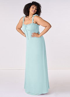 Barbie ♥ Azazie Bridesmaid Dresses Sea Glass A-Line Sweetheart Neckline Chiffon Dress image8