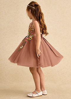 Azazie Prima Flower Girl Dresses Bronzer A-Line Bow Tulle Dress image4