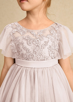 Azazie Queenie Flower Girl Dresses Rose Petal A-Line Lace Dress image4