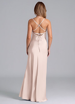 Azazie Seema Bridesmaid Dresses Blushing Pink Mermaid Corset Stretch Satin Dress image7