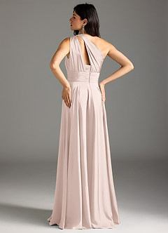 Azazie Charlize Bridesmaid Dresses Blushing Pink A-Line One Shoulder Stretch Satin Dress image6