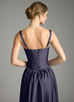 Azazie Evadina Vestidos de damas de honor Vestido de Tormenta de Satén Elástico de Corte en A con Corsé image6