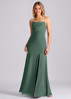 Azazie Grata Bridesmaid Dresses Sea Moss Mermaid Pleated Chiffon Dress image3