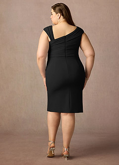 Azazie Cecily Mother of the Bride Dresses Black Sheath Stretch Crepe Dress image7