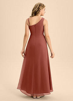 Azazie Brooke Junior Auburn A-Line Side Slit Chiffon Dress image2