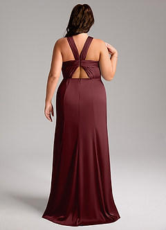 Azazie Rue Bridesmaid Dresses Cabernet A-Line Pleated Stretch Satin Dress image9
