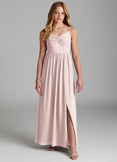 Azazie Zeya Junior Blushing Pink A-Line Chiffon Dress image3