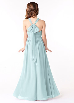 Azazie Jaylah Junior A-Linie Gestreift Chiffon Kleid Nebel image2