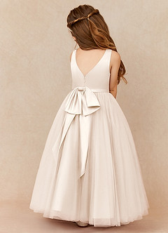 Azazie Marybell White Alabaster A-line Bow Tulle Dress 