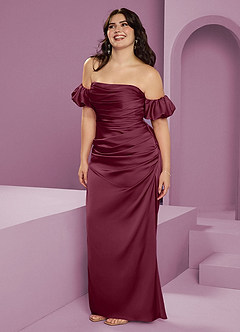 Barbie ♥ Azazie Vestidos de damas de honor Vestido de Mora de Satén Elástico de Corte Recto Convertible con Vestidos sin tirantes image14