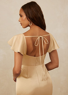 Christian Siriano Bridal for Azazie 1005 Bridesmaid Dresses Gold Sheath Sweetheart Neckline Stretch Satin Dress image3