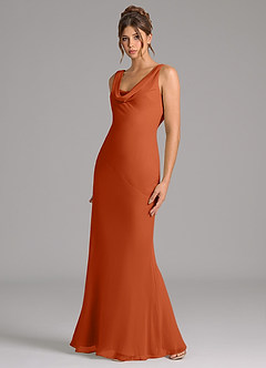 Azazie Rylina Bridesmaid Dresses Burnt Orange Mermaid Pleated Chiffon Dress image4