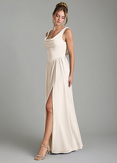 Azazie Novi Bridesmaid Dresses White Alabaster A-Line Pleated Chiffon Dress image7