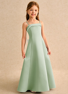 Azazie Izel Junior Formal Flower Girl Klänningar Klä A-Line i Matt satäng Plisserad image3
