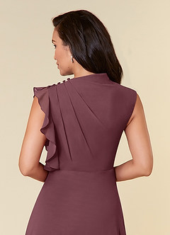 Azazie Narine Mother of the Bride Dresses Sangria A-Line High Neckline Pleated Chiffon Dress image7