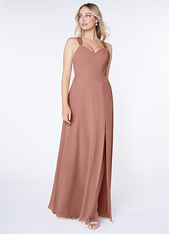 Azazie Jane Bridesmaid Dresses Cedar Rose A-Line V-Neck Pleated Chiffon Dress image3