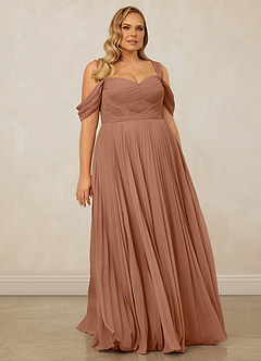 Christian Siriano Bridal for Azazie 1013 Bridesmaid Dresses Bronzer A-Line Off the Shoulder Chiffon Dress image10