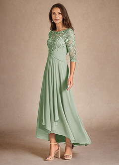 Azazie Marietta Mother of the Bride Dresses Dusty Sage A-Line Lace Dress image5