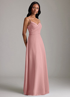 Azazie Kali Bridesmaid Dresses Dusty Rose A-Line Pleated Chiffon Dress image3