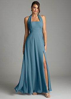 Azazie Tamira Suknie dla druhen Linia A Pofałdowany Szyfon Do ziemi Sukienka image1