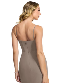 Azazie Zia Bridesmaid Dresses Taupe Sheath Side Slit Chiffon Convertible Dress image7