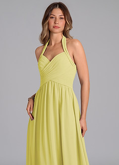 Azazie Darlyn 신부 들러리 드레스 A라인 주름진 쉬폰 바닥 길이 드레스 image7