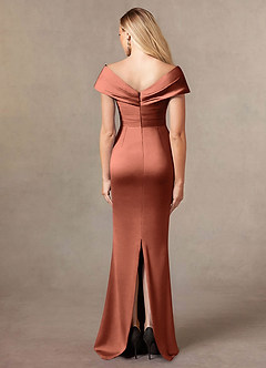Azazie Ludlow Kleider für die Brautmutter Meerjungfrau-Linie Plissee Stretch-Satin Kleid Lehm image4
