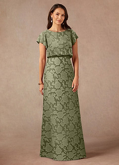 Azazie Lehi Mère de la mariée Robes Robe Trapèze en Blumen-Burnout Col bateau Pistache image3