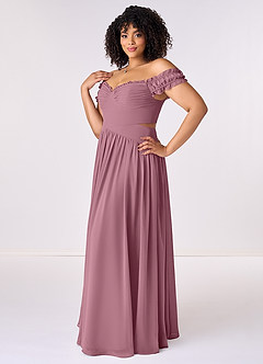 Barbie ♥ Azazie Bridesmaid Dresses Vintage Mauve A-Line Off the Shoulder Chiffon Convertible Dress image10