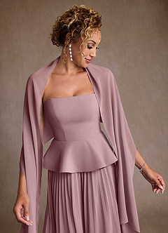 Azazie Josabeth Mère de la mariée Robes Robe Trapèze en Mousseline de soie Plissée Rose Poussiéreuse image7