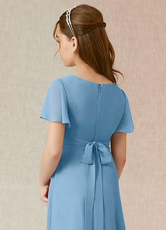 Azazie Induh Junior Robe Trapèze en Mousseline de soie Rayé Acier Bleuté image5