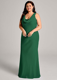 Azazie Rylina Bridesmaid Dresses Dark Green Mermaid Pleated Chiffon Dress image9