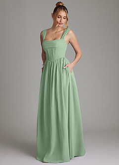Azazie Caterina Bridesmaid Dresses Matcha A-Line Corset Chiffon Dress image5