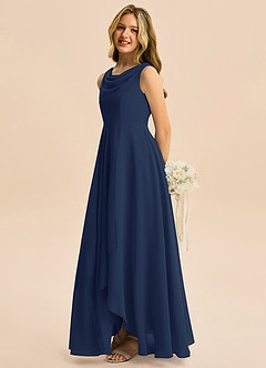 Azazie Mannie Junior Linia A Pofałdowany Szyfon Asymetryczny Młodsza druhna Sukienka image4