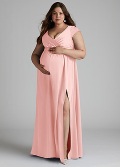 Azazie Allessia Maternity Bridesmaid Dresses A-Line Pleated Stretch Satin Floor-Length Dress image11