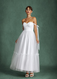 Azazie Angelica Wedding Dresses Diamond White A-Line Sweetheart Neckline Tulle Dress image2