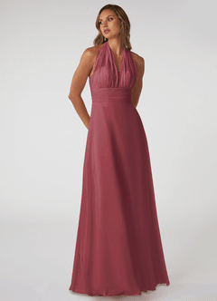 Azazie Fifi Robes de demoiselle d'honneur Robe Trapèze Convertible en Mousseline de soie Sans bretelles Merlot image6